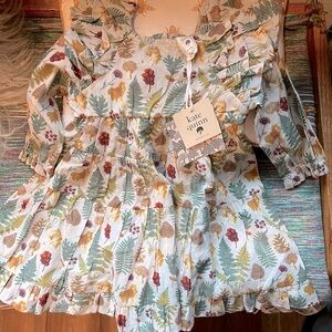 Kate Quinn prairie dress, botanical print, 6-12 months